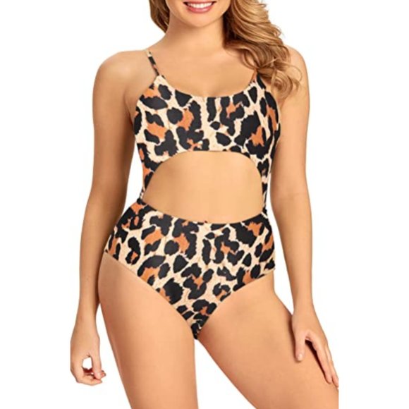 Womens Sexy Bikinis Cutout Lace Up Back High Cut Monokini One Piece Swimsuit S - Picture 2 of 5